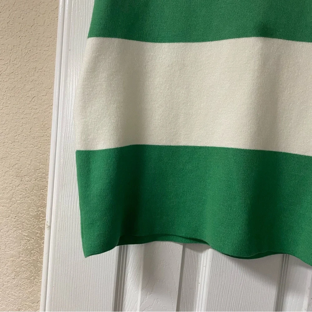 Anthropologie Maeve Green & Cream Striped Muscle Knit Sleeveless Tee Size 1X - Picture 4 of 14